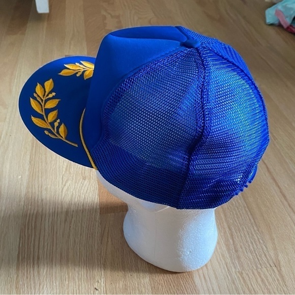 Vintage KONA Trucker Mesh Snap Back Hat Blue Gold Hawaii Gold Leaf Lapel - Picture 4 of 10